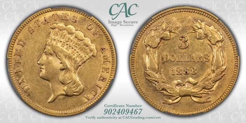 1888 Indian Princess Head CACG AU58 