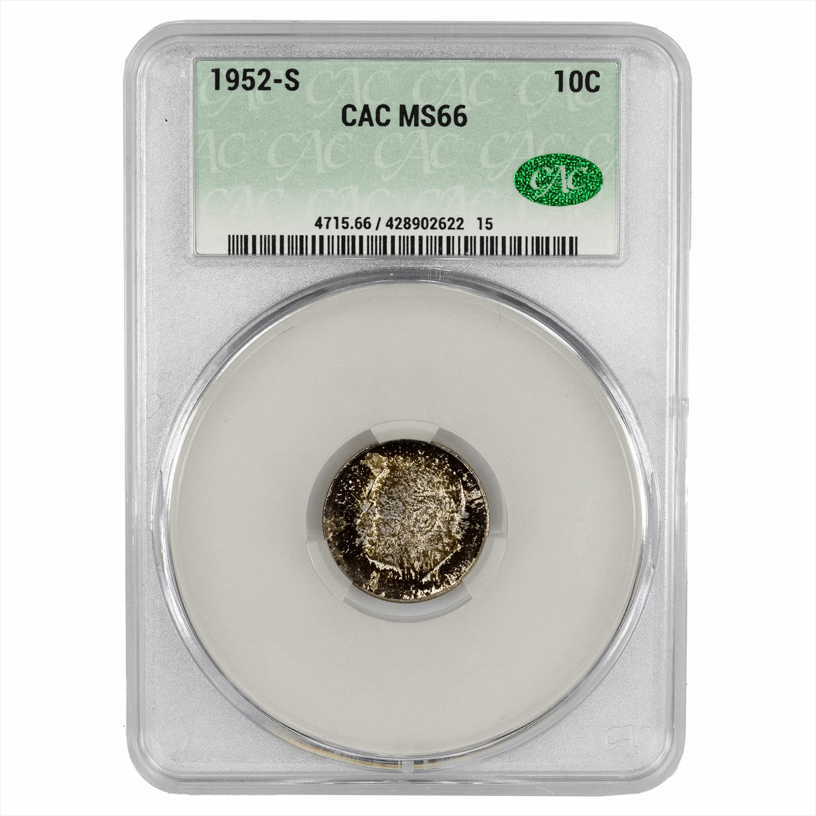 1952-S Roosevelt Mercury Dime 10C CACG  MS 66 CAC
