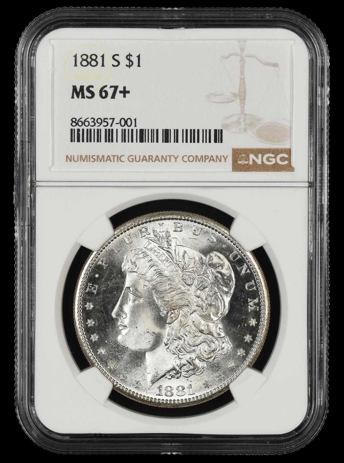 1881 S $1 NGC MS67+