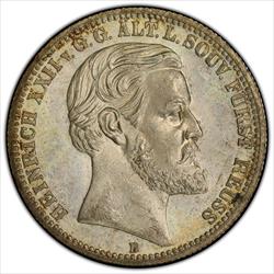 1877 Reuss-Obergreiz 2 Mark PCGS MS63 