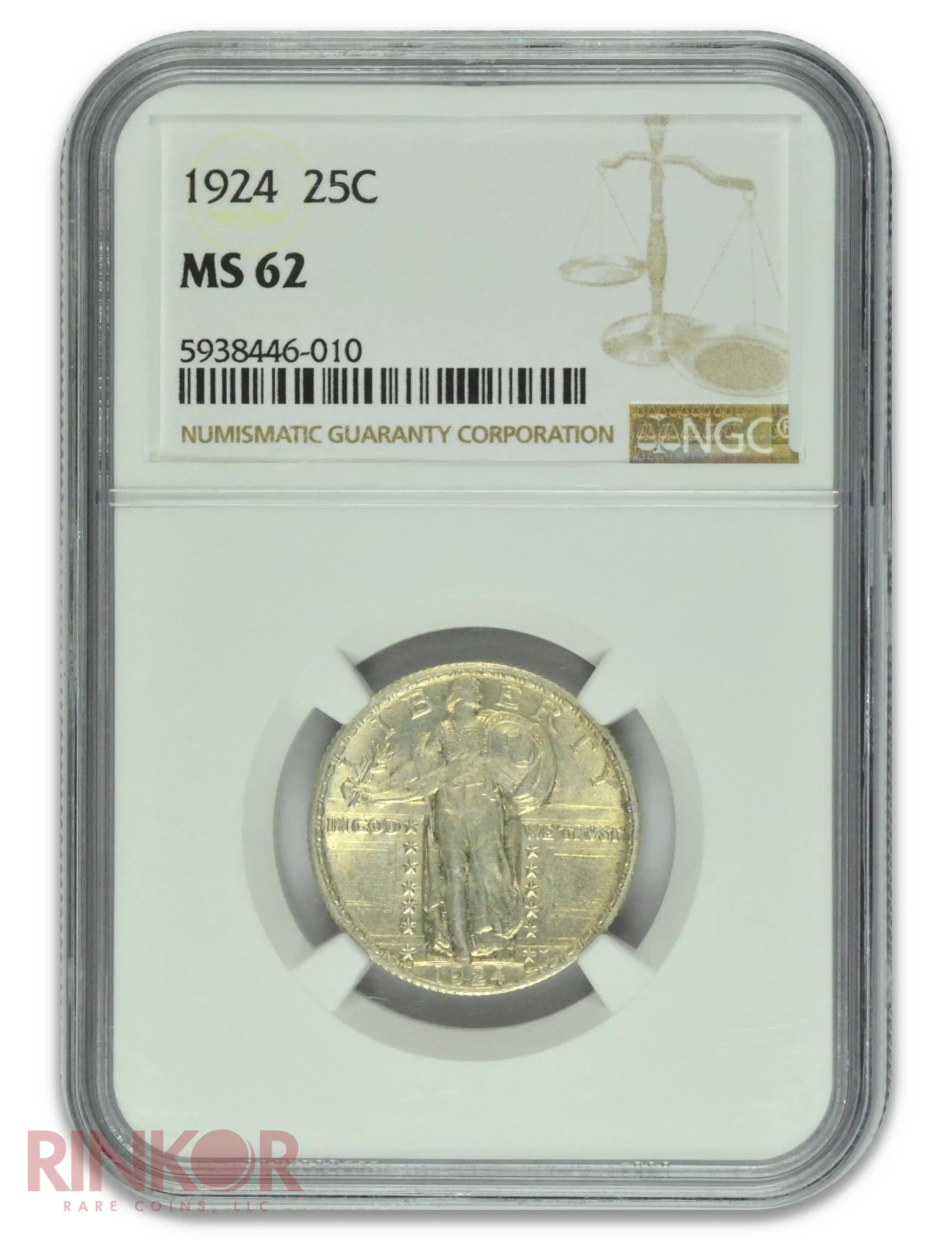 1924 Standing Liberty Quarter NGC MS 62