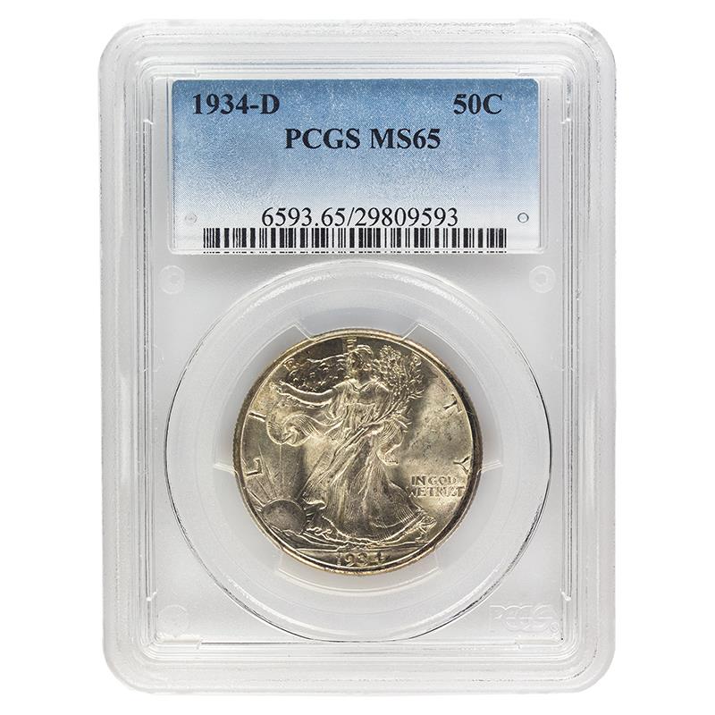 1934-D Walking Liberty Half Dollar, 50C PCGS MS65 