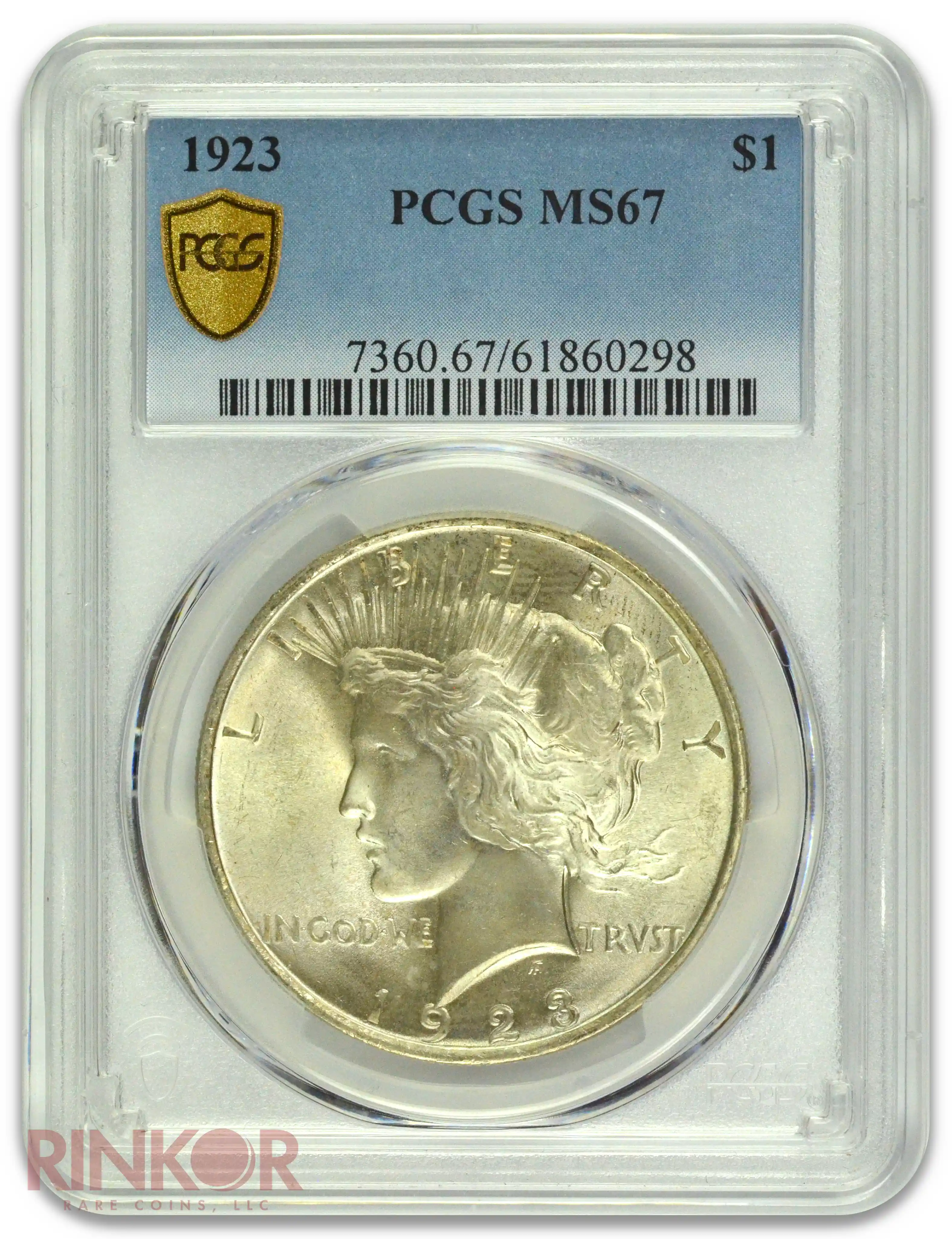 1923 $1 Peace Dollar PCGS MS 67