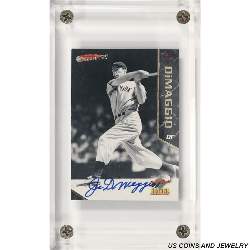 1995 Signature Rookies Baseball #JD2 Joe Dimaggio Signed card in An Acrylic Display 