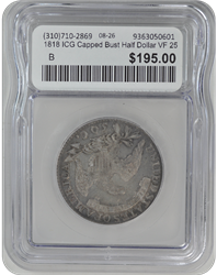 1818 ICG Capped Bust Half Dollar VF 25