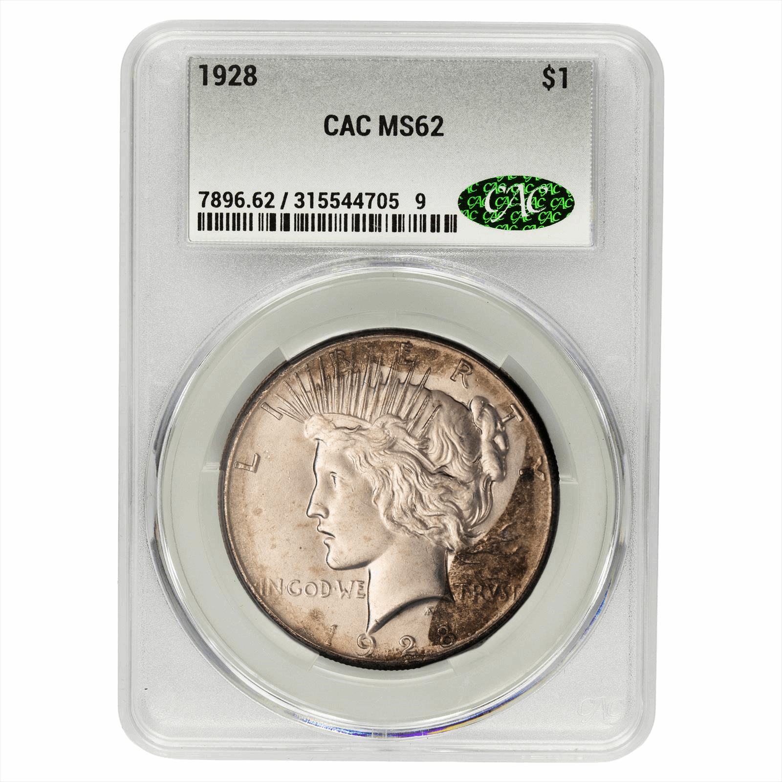 1928 Peace Dollar $1 CACG MS 62