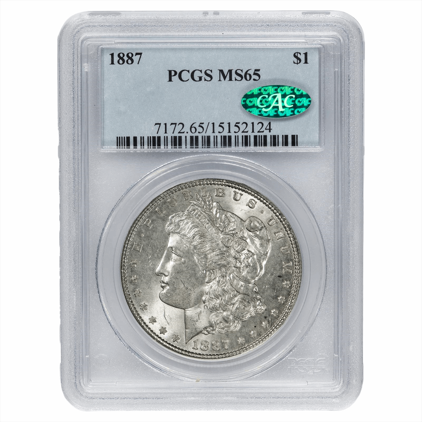 1887 Morgan Silver Dollar $1 PCGS MS 65 CAC