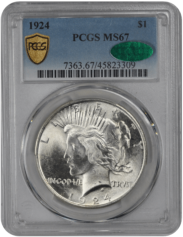 1924 $1 Peace Dollar PCGS  (CAC) #3451-1 MS67