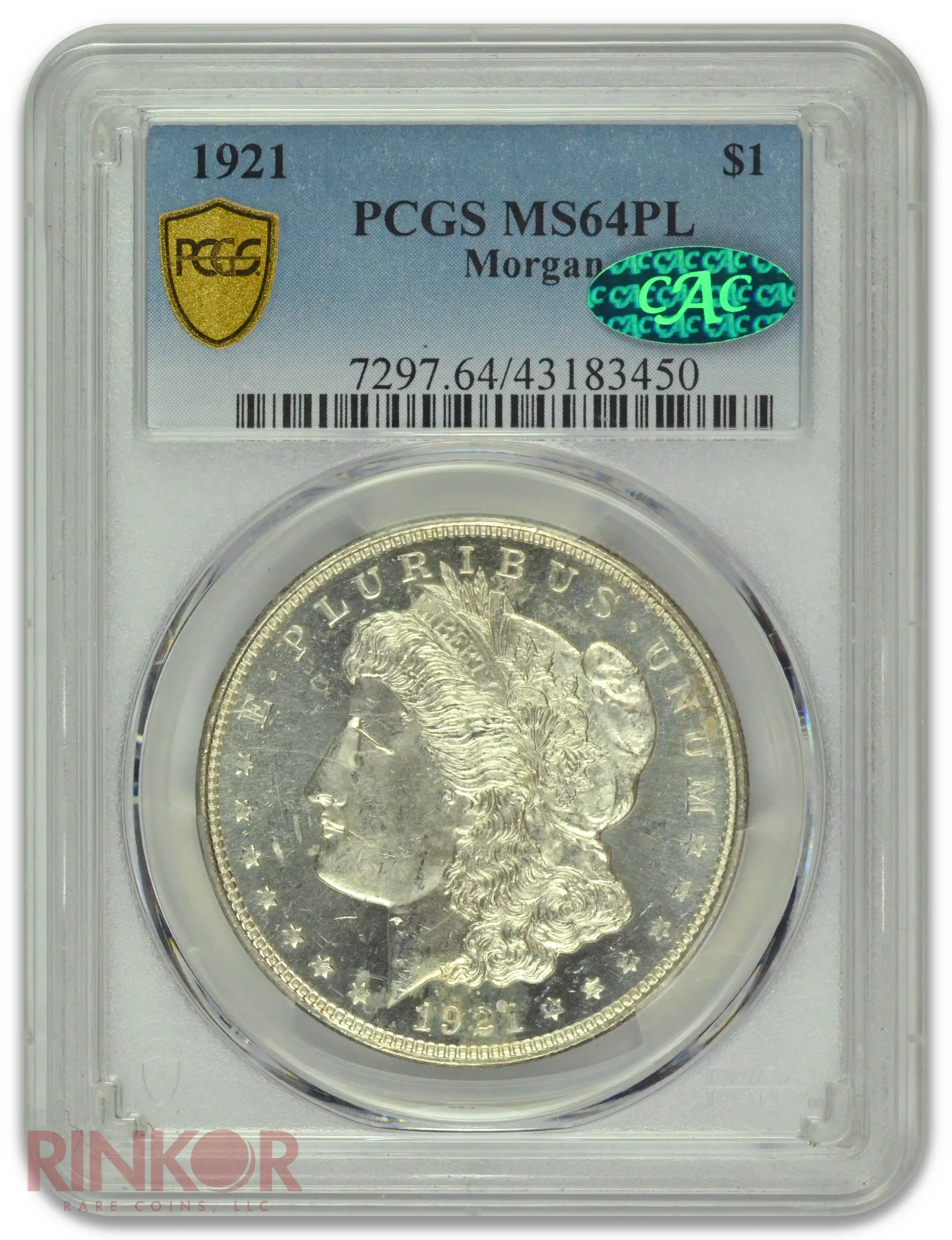 1921 $1 Morgan Dollar PCGS MS 64 PL CAC
