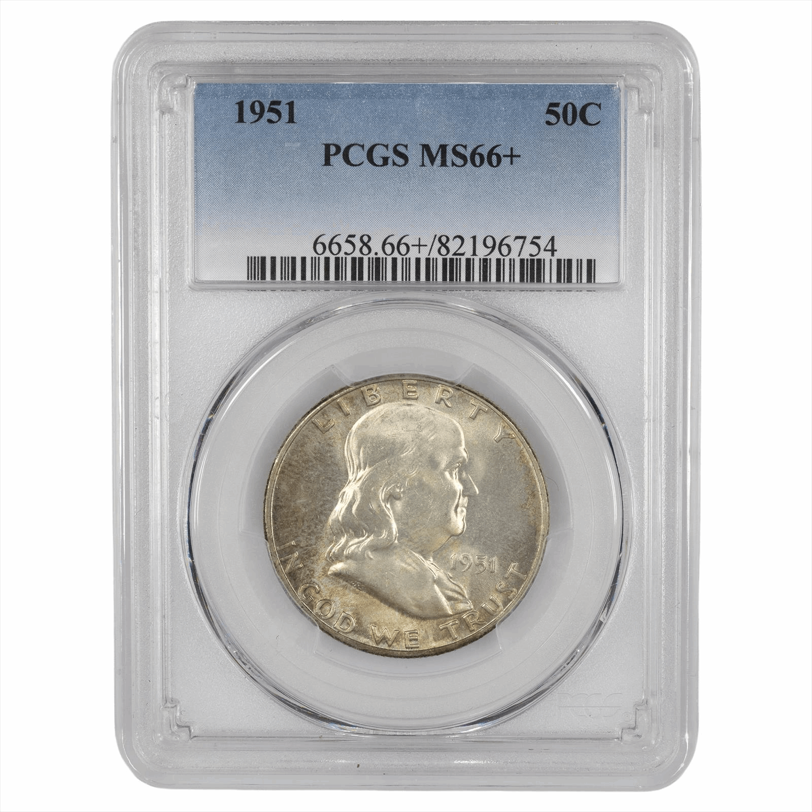 1951 Franklin Half Dollar 50C PCGS MS 66+