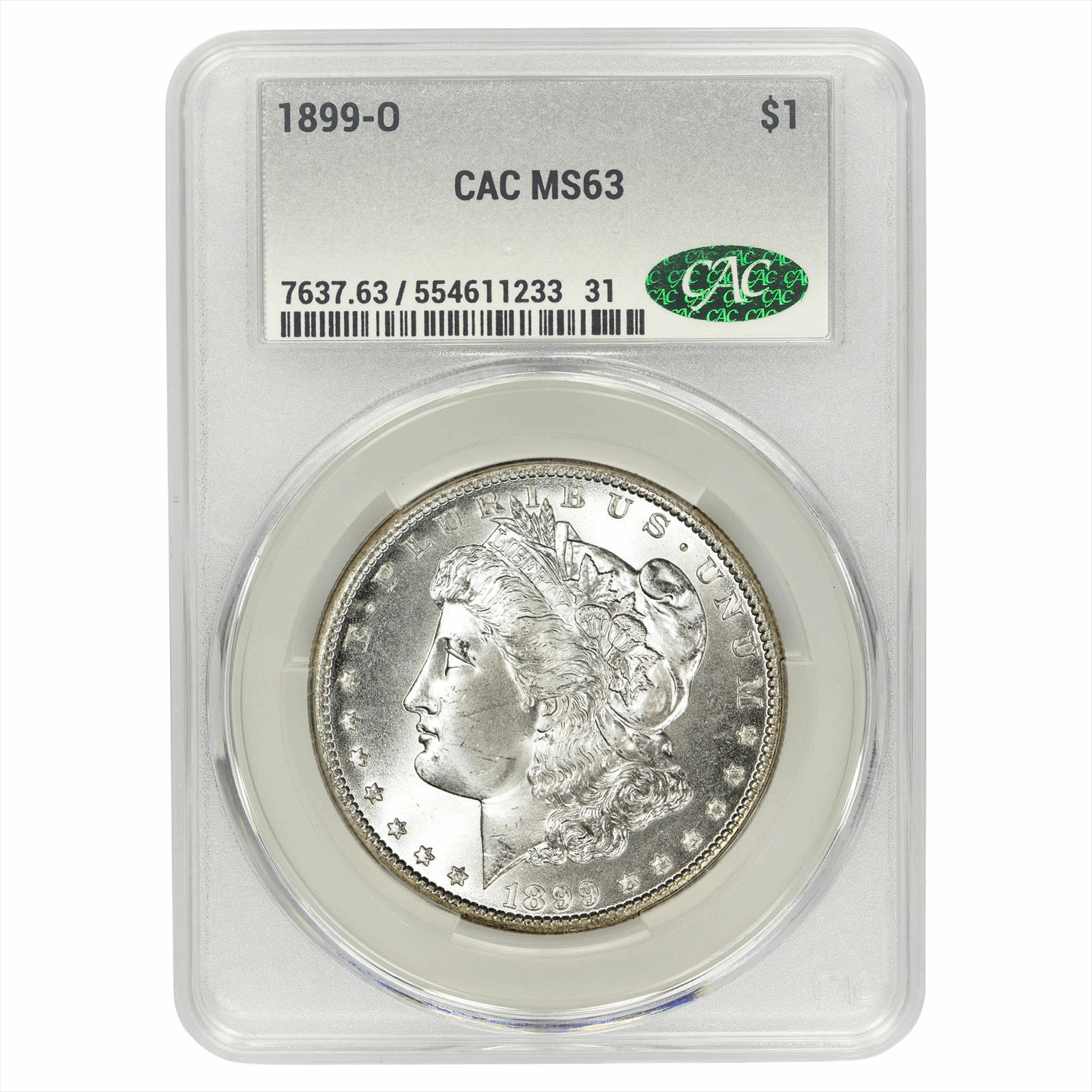 1899-O Morgan Silver Dollar $1 CACG MS 63