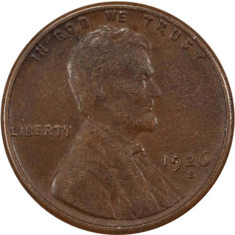 1926-S Lincoln Wheat Cent 1c, Circulated Extra Fine - Nice and Original