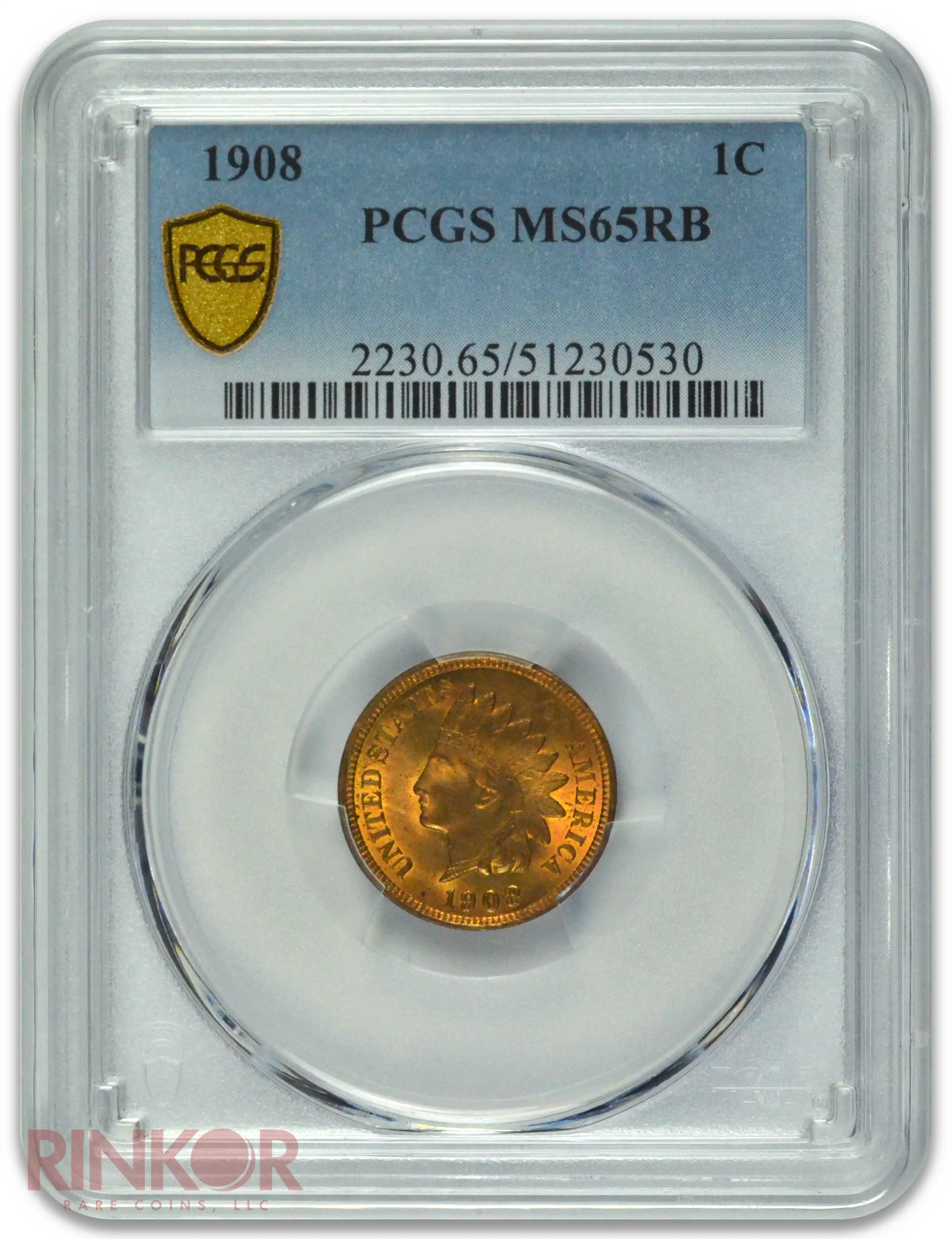 1908 1C Indian Cent PCGS MS 65 RB