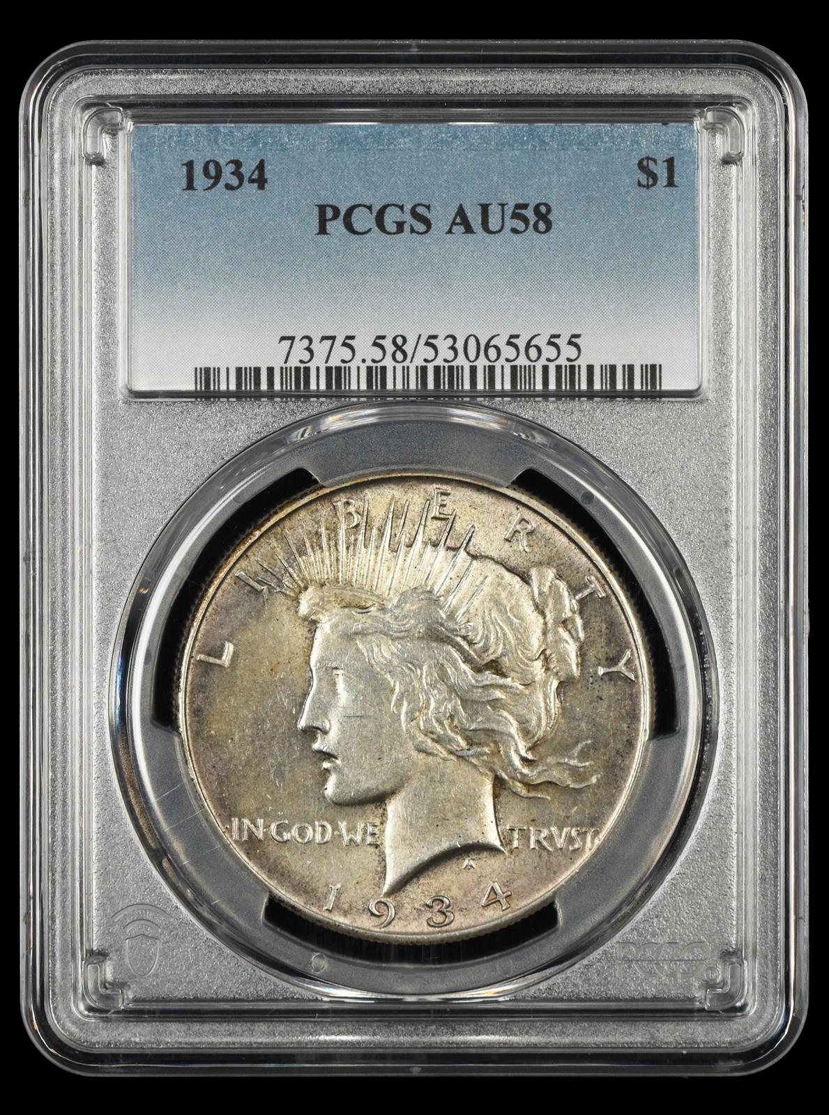 1934 $1 PCGS AU-58