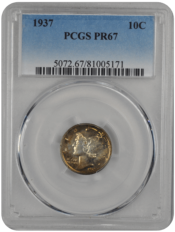 1937 10C Mercury Dime PCGS  #3668-2 PR67