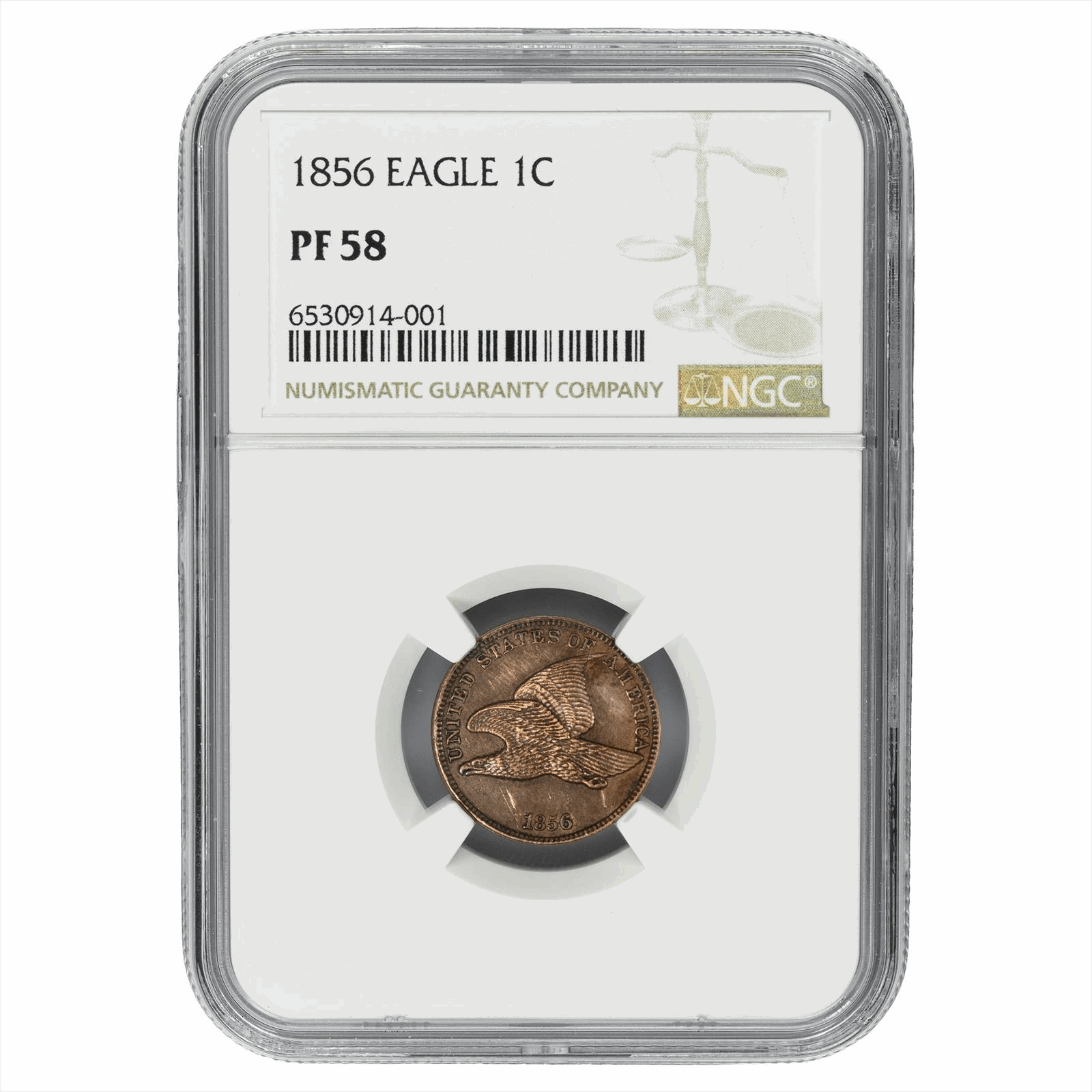 1856  Flying Eagle Cent 1c, NGC PF 58 - Series Key Date