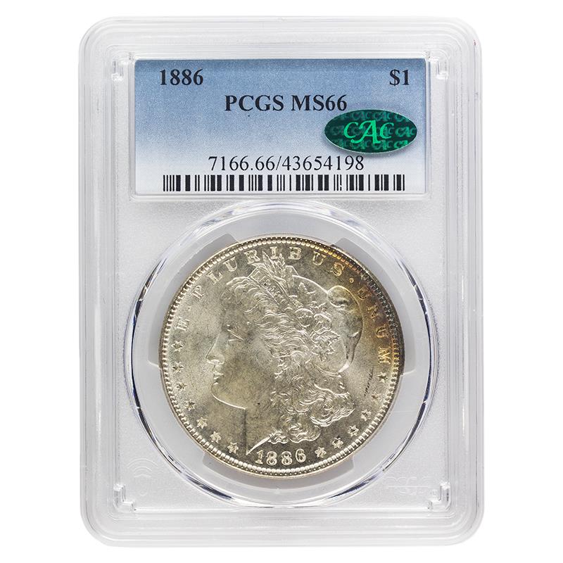 1886 Morgan Silver Dollar, $1 PCGS MS 66 CAC Certified