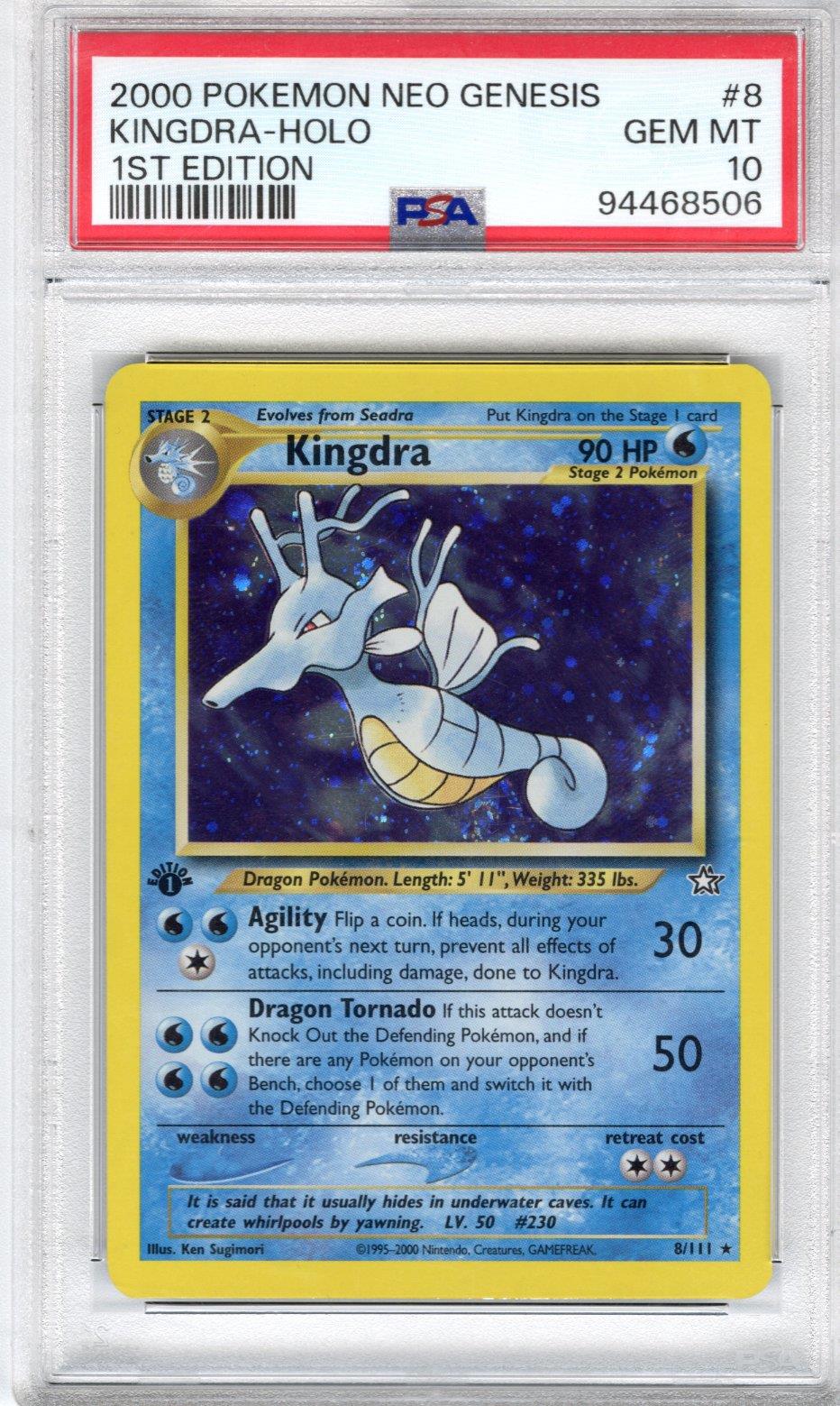 2000 Pokemon Neo Genesis Kingdra Holo 1st Edition PSA GEM MT 10 