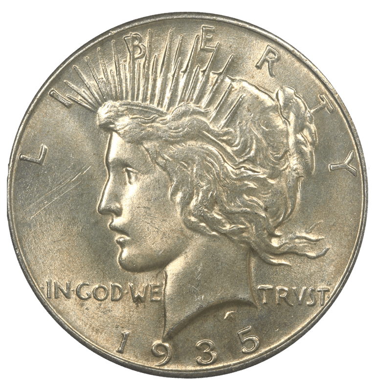 1935-P Peace Silver Dollar, 1$,  Uncirculated - Nice Original Coin 