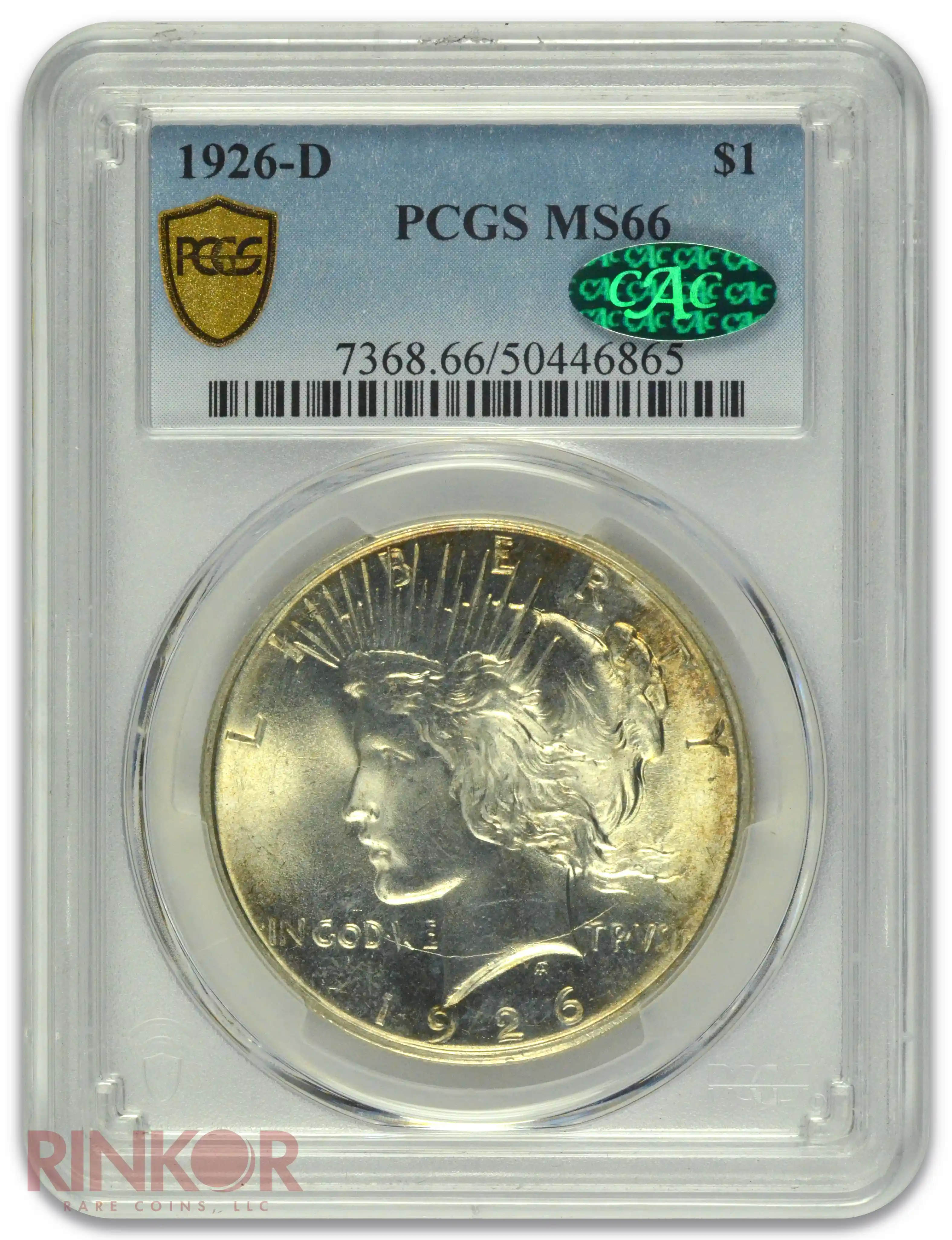 1926-D $1 Peace Dollar PCGS MS 66 CAC