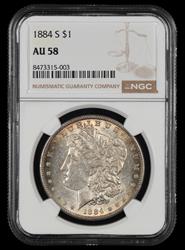 1884 S $1 NGC AU-58