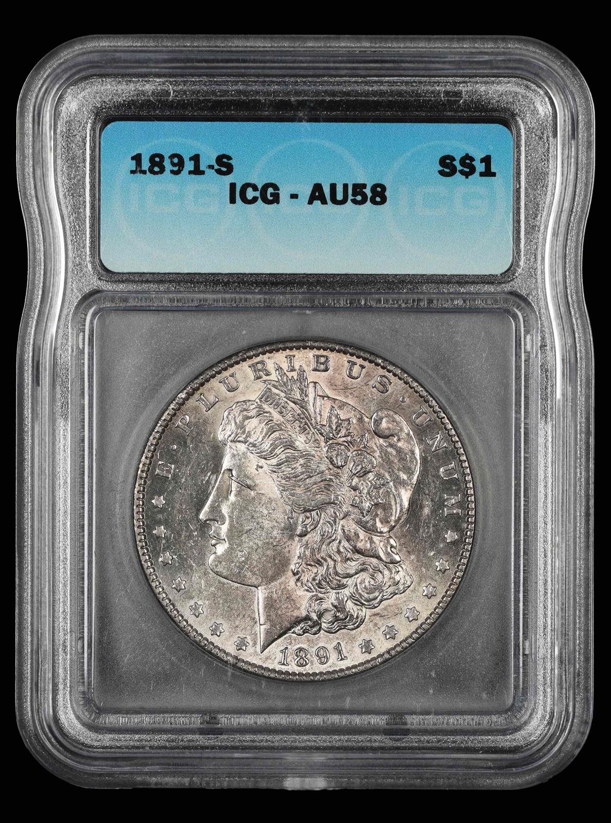 1891 S $1 ICG AU58