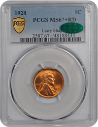 1928 Lincoln PCGS (CAC) RD 67+