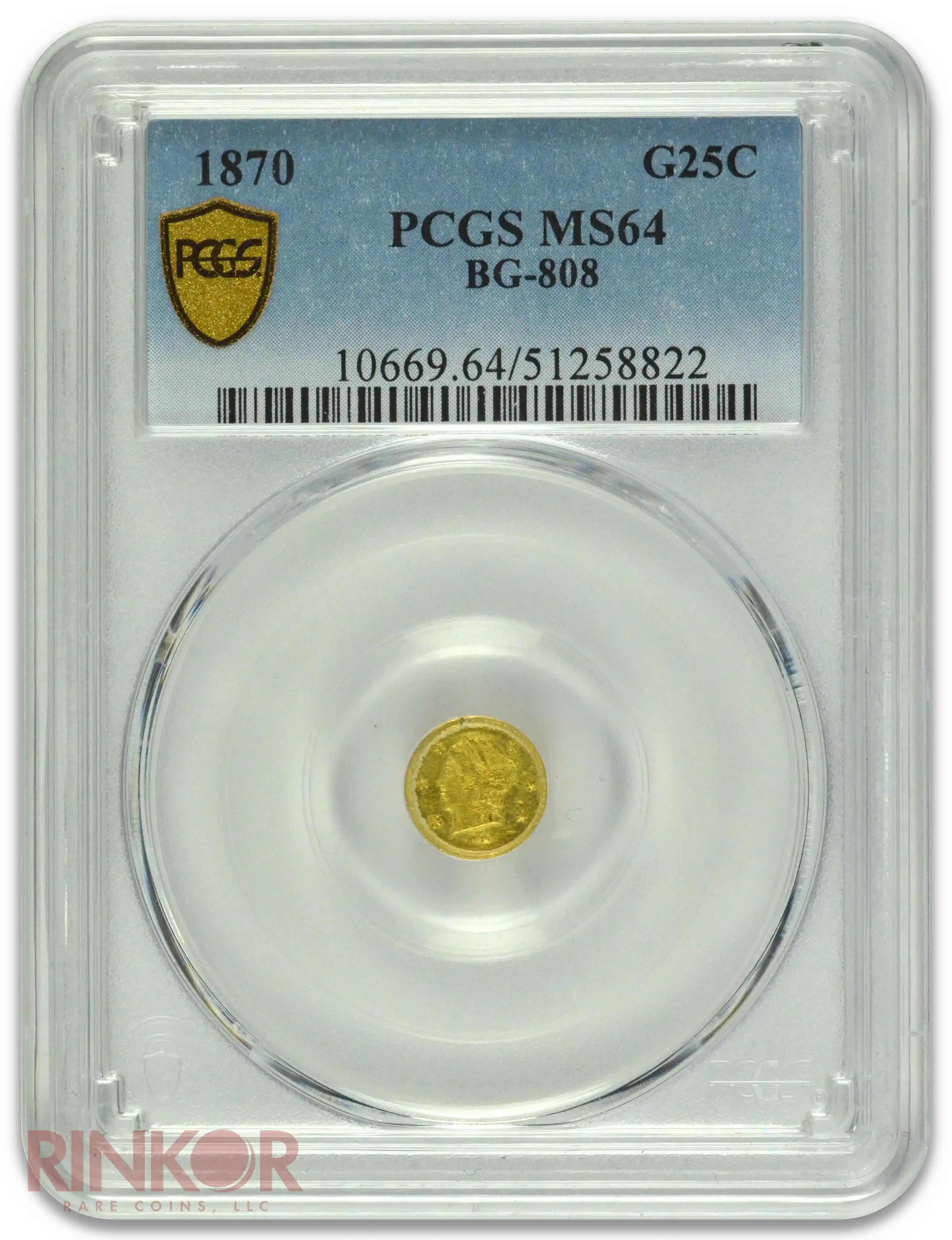 1870 25C BG-808 PCGS MS 64