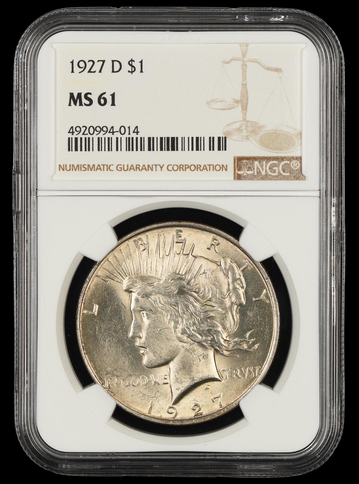 1927 D $1 NGC MS61