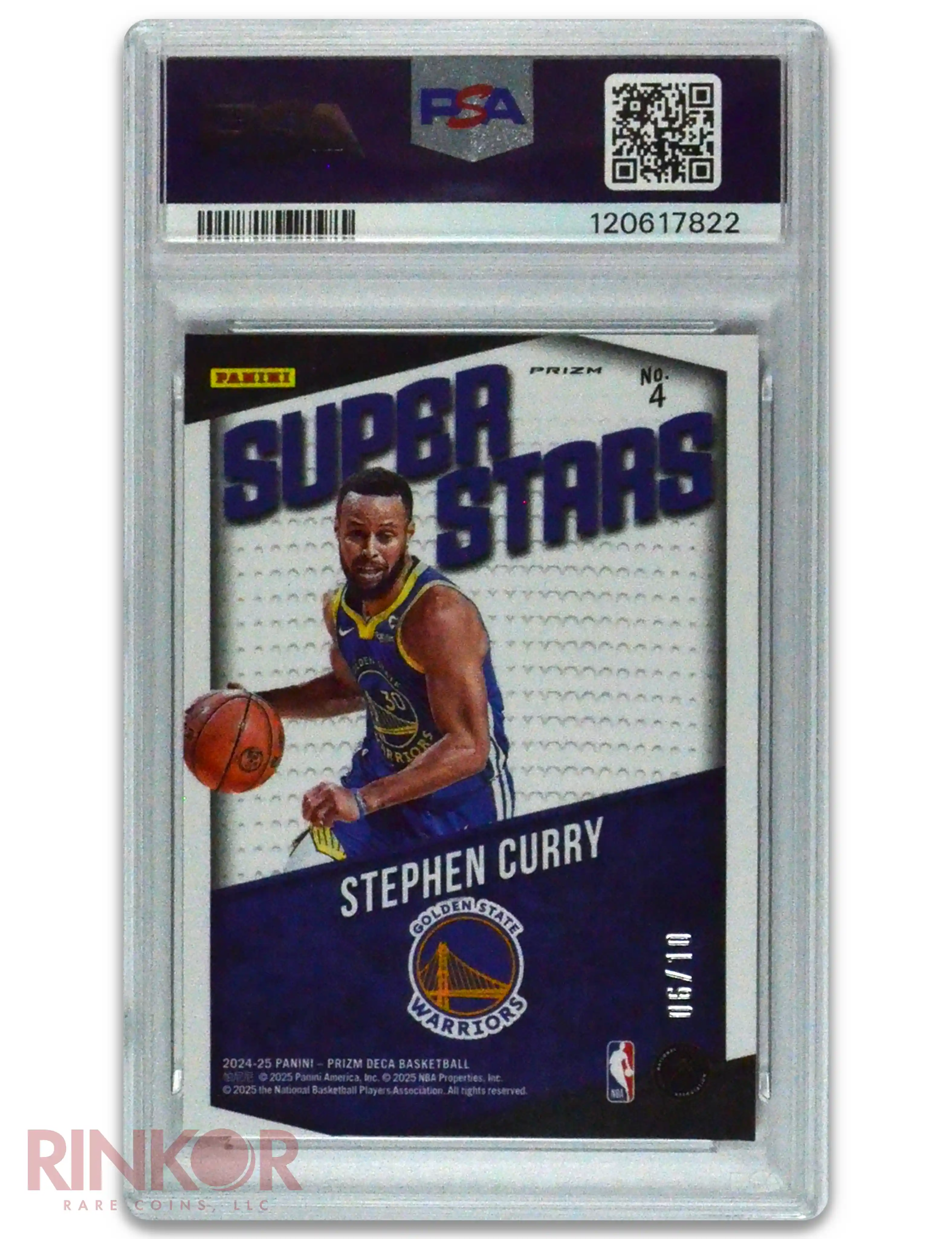 2024 Panini Prizm Deca Superstars Stephen Curry /10 Gold Prizm #4 PSA Reverse
