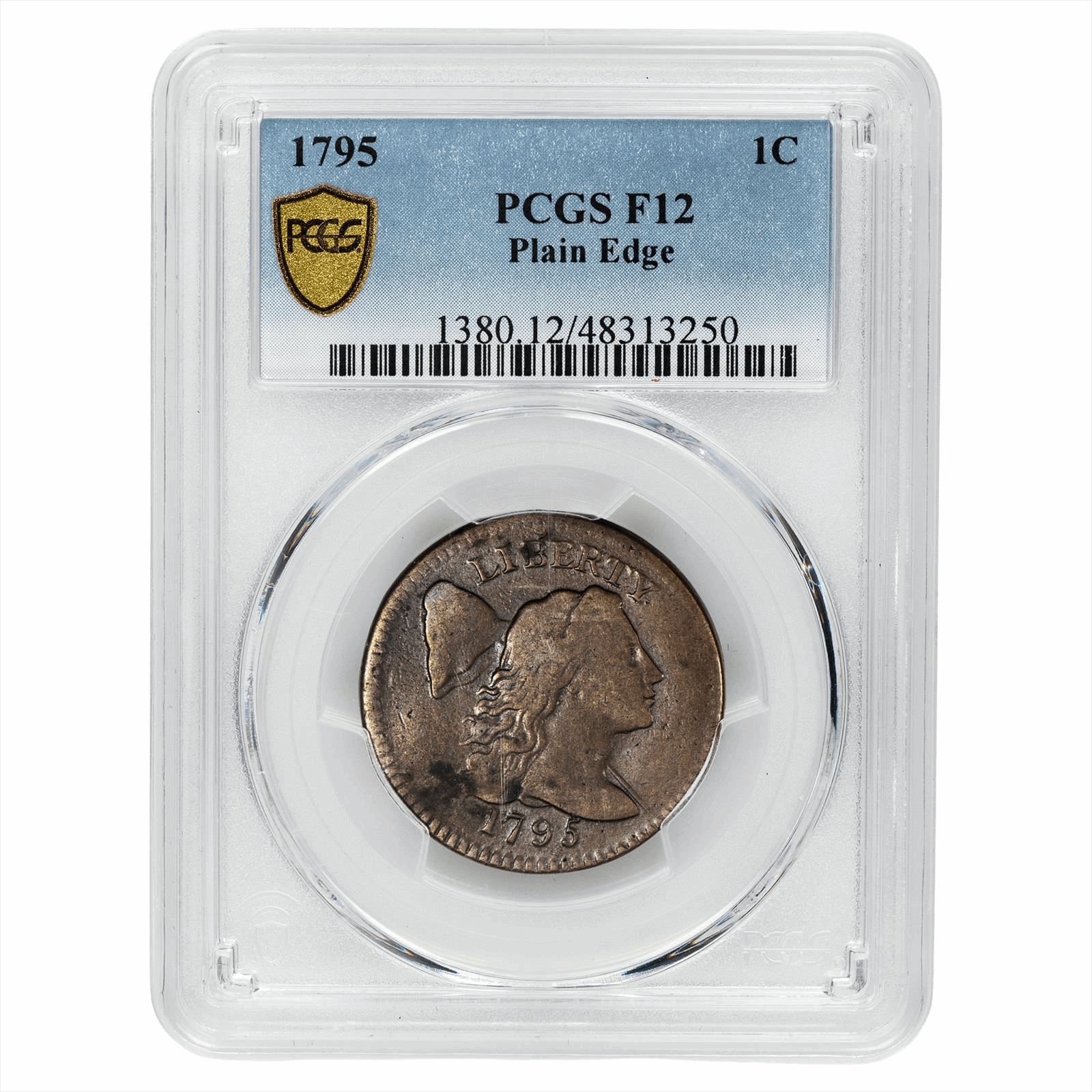 1795 Plain Edge Liberty Cap Large Cent 1C PCGS F 12 BN