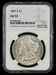 1887 S $1 NGC AU 53