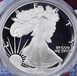 1986-S Proof Silver Eagle Silver Dollar PCGS PR70DCAM San Francisco Holder 