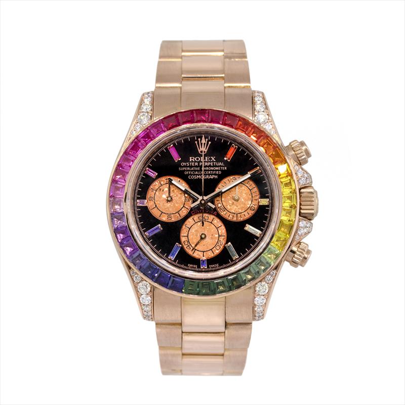 Rolex 40mm Daytona Ref/116505 w/ Custom Rainbow Diamond Bezel and Dial Watch and Card (2013) 