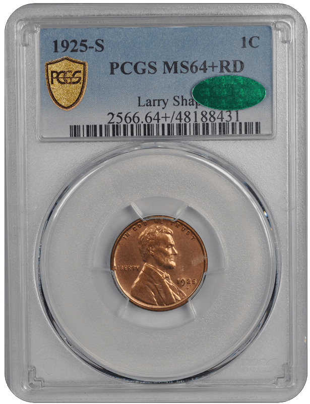 1925-S Lincoln PCGS CAC RD 64+