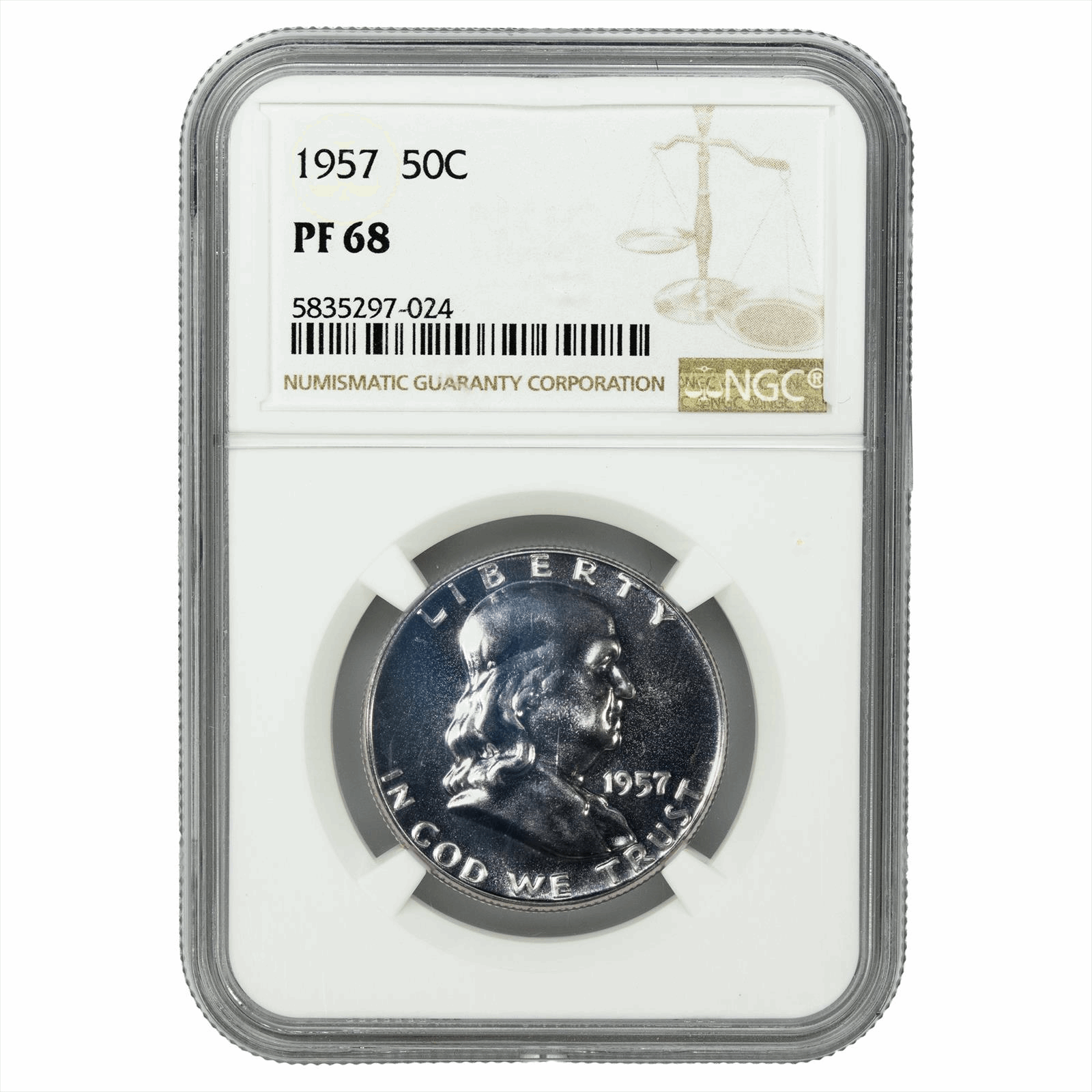 1957 Franklin Half Dollar 50C NGC PR 68