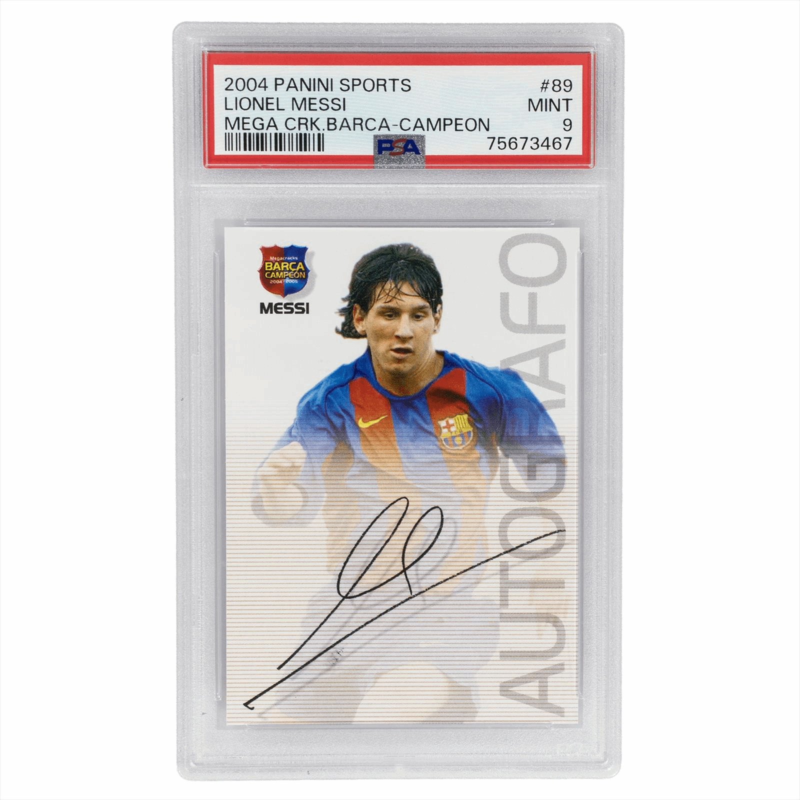 2004-05 Panini Sports Mega Cracks Lionel Messi Barca-Campeon #89 PSA MINT 9 Cert #75673467
