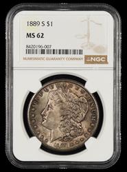 1889 S $1 NGC MS 62