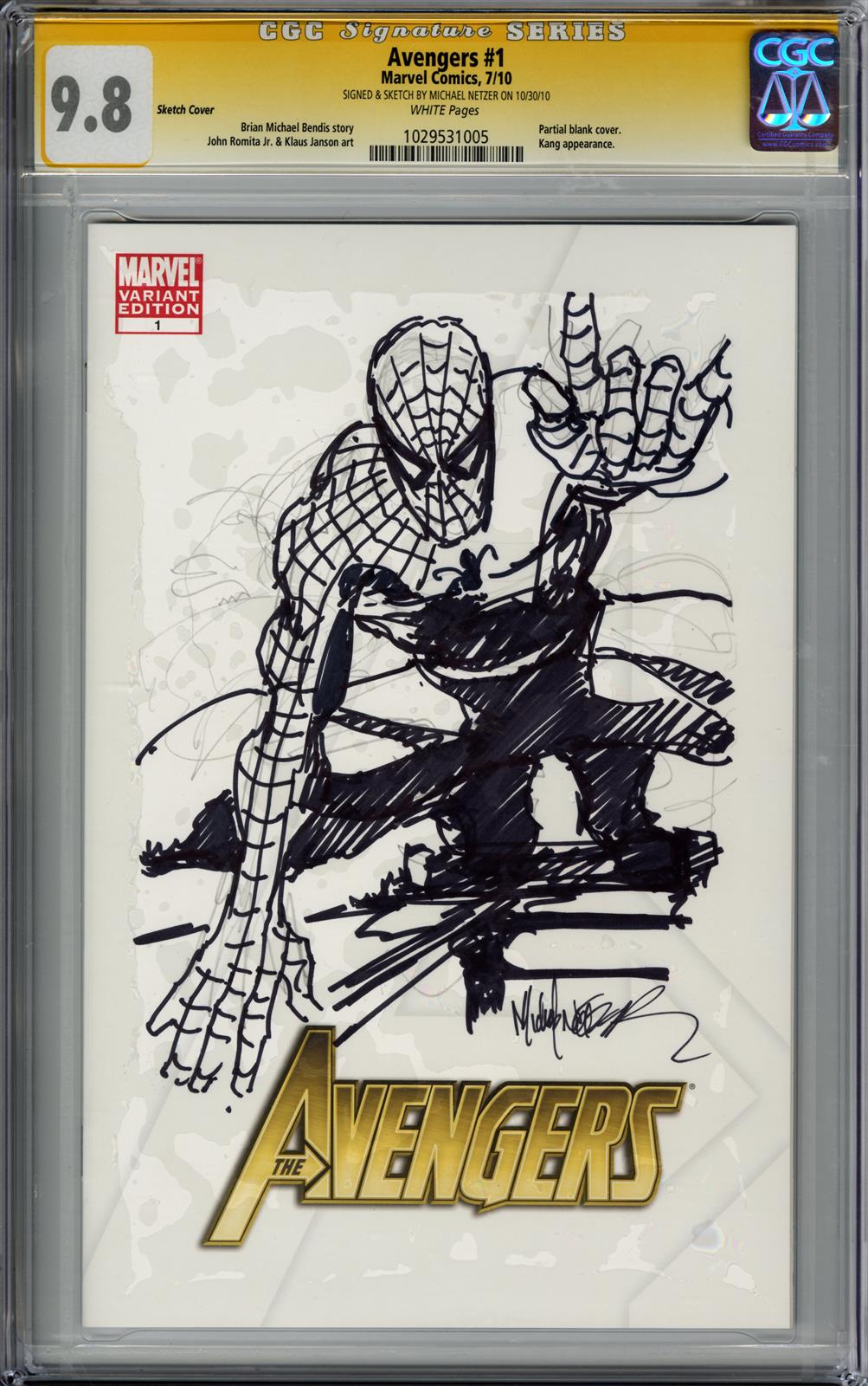 Avengers #1 CGC Signature Series 9.8 (Marvel, 2010) Signed & Sketch by Michael Netzer 