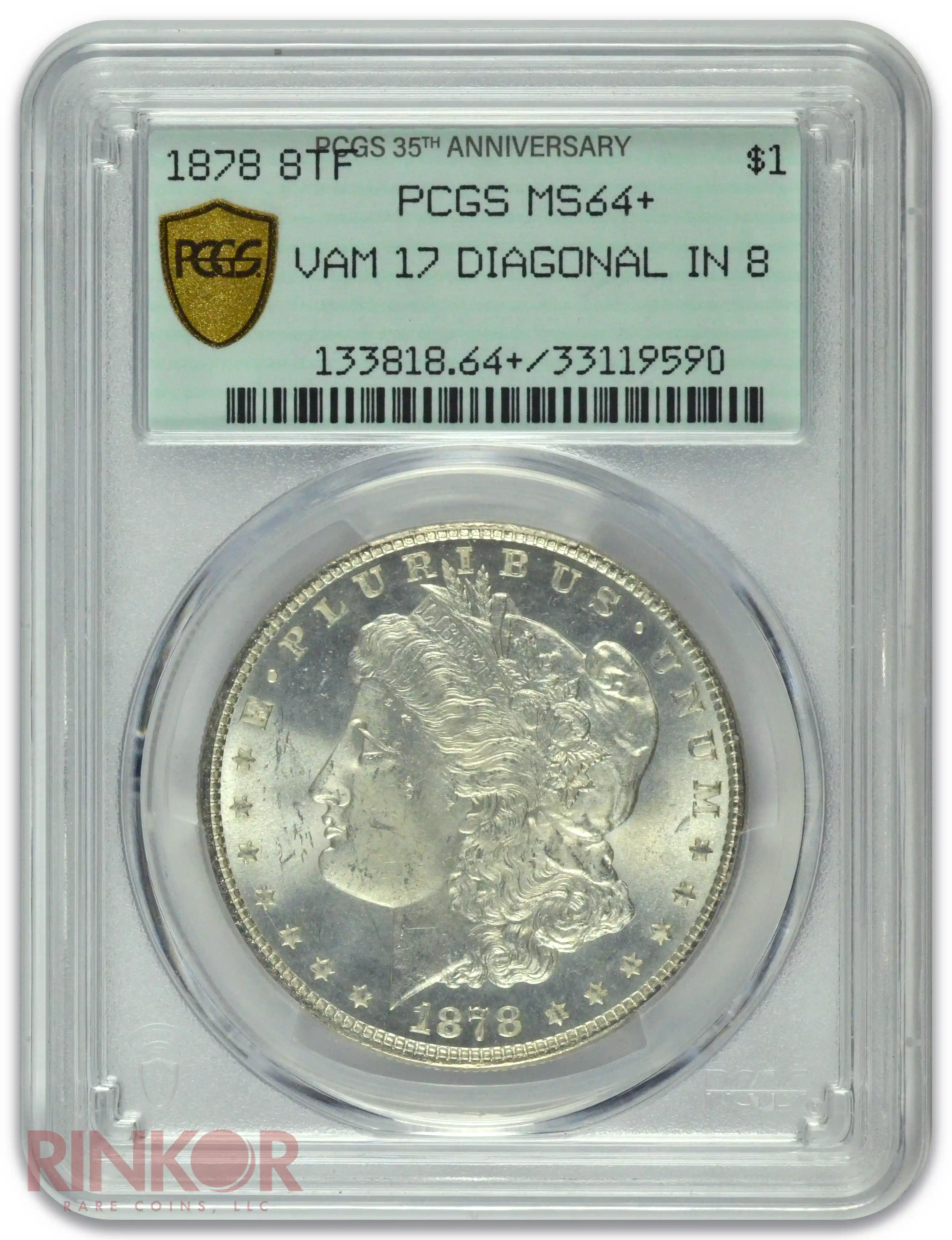 1878 8TF $1 Morgan Dollar VAM 17 PCGS MS 64+