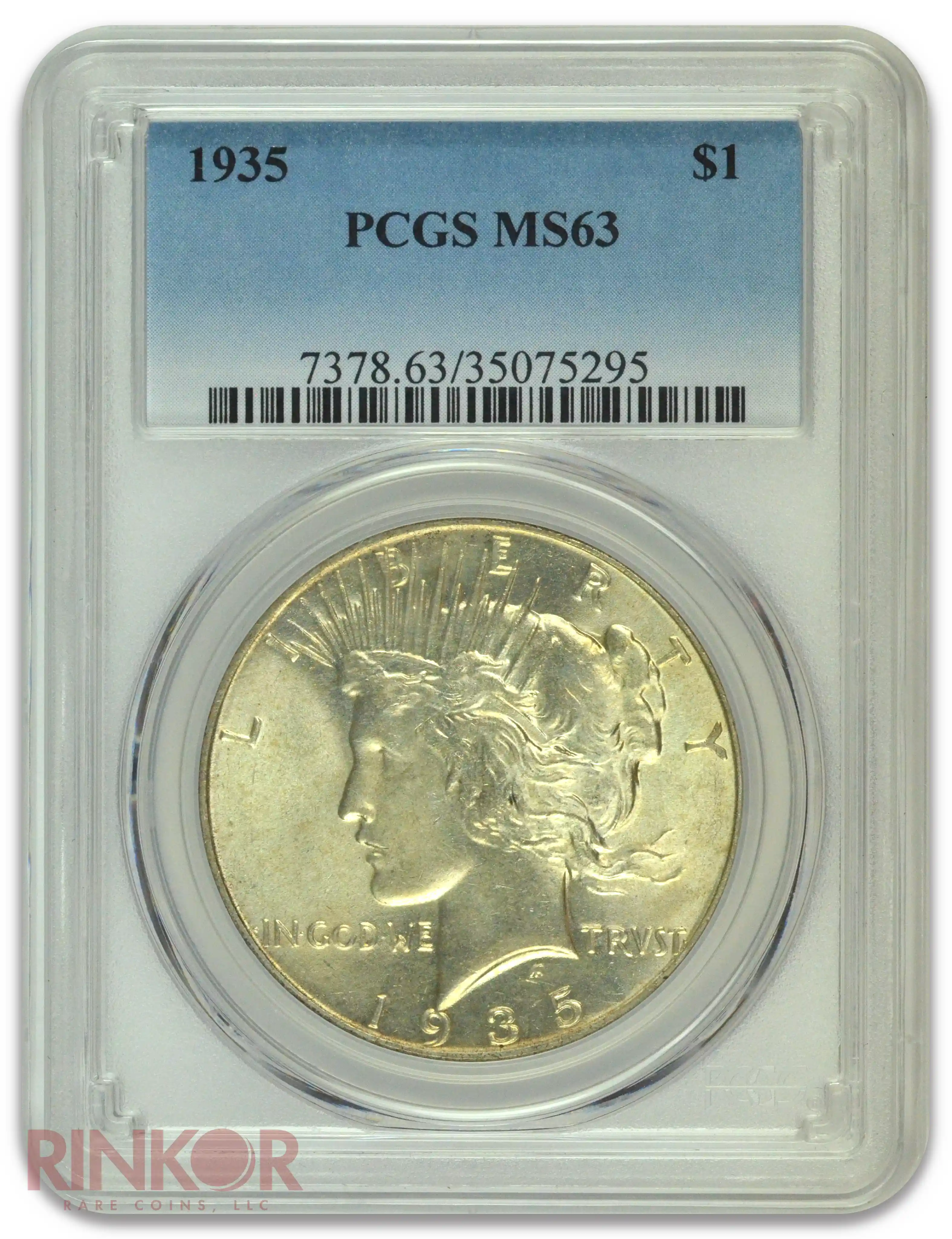 1935 $1 Peace Dollar PCGS MS 63