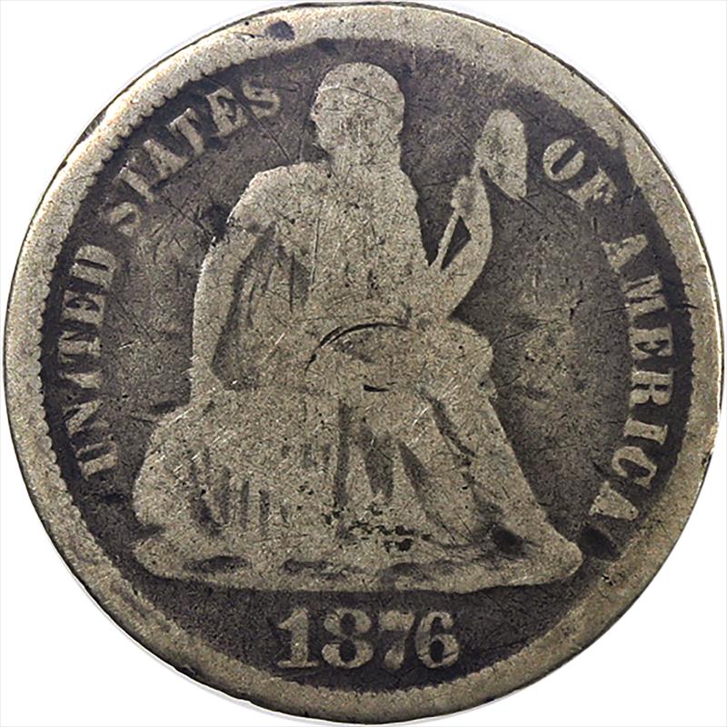 Love Token on 1876 Seated Liberty Dime Ornate Design