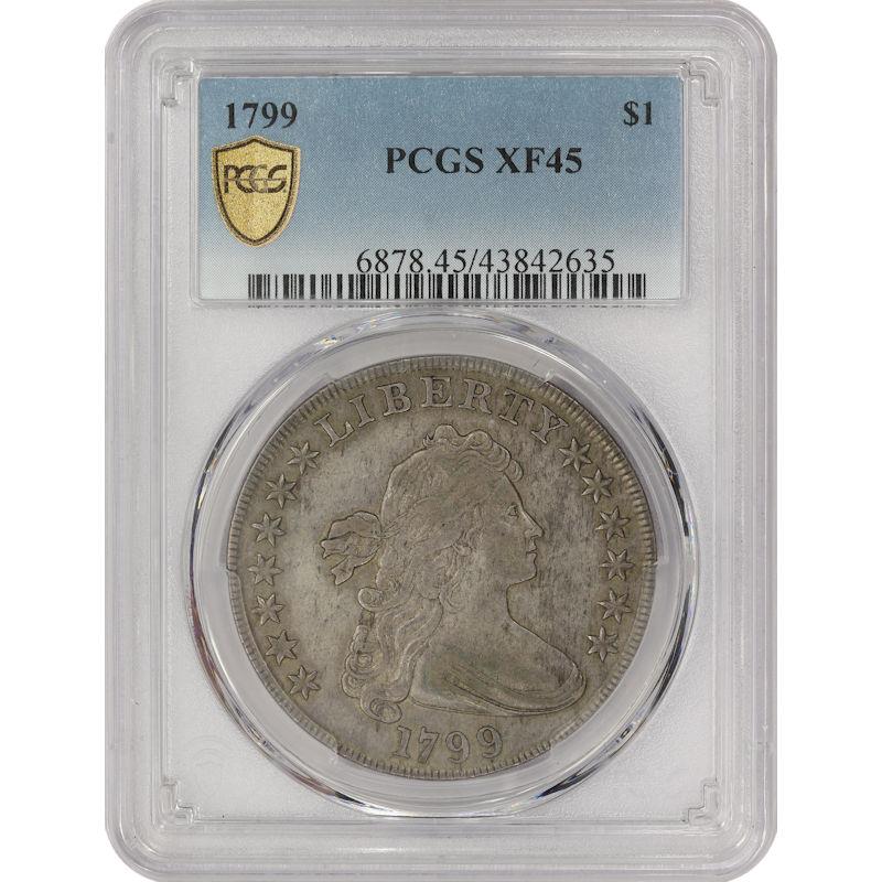 1799 $1 Draped Bust Silver Dollar - PCGS XF45 - TrueView - Great Coin