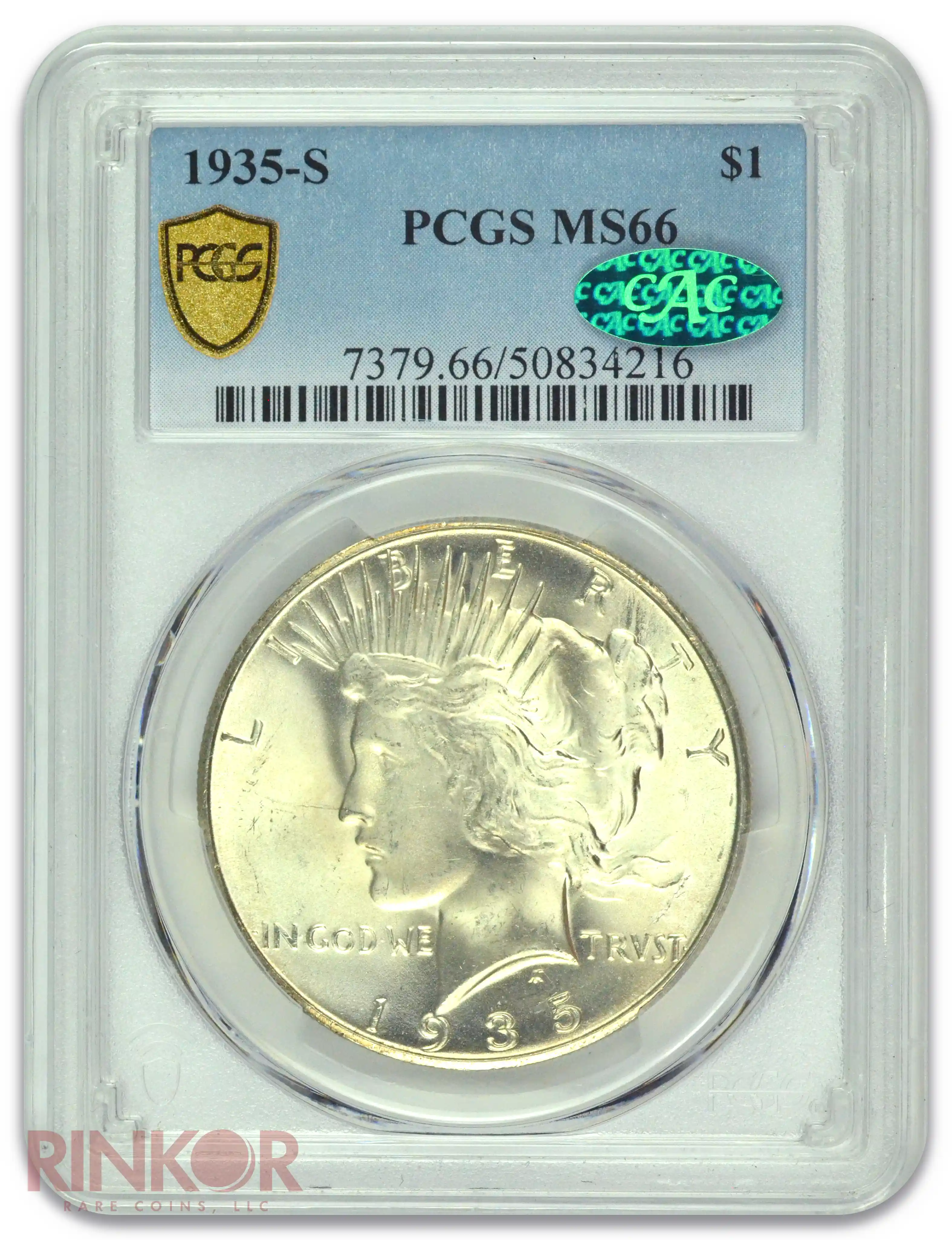 1935-S $1 Peace Dollar PCGS MS 66 CAC