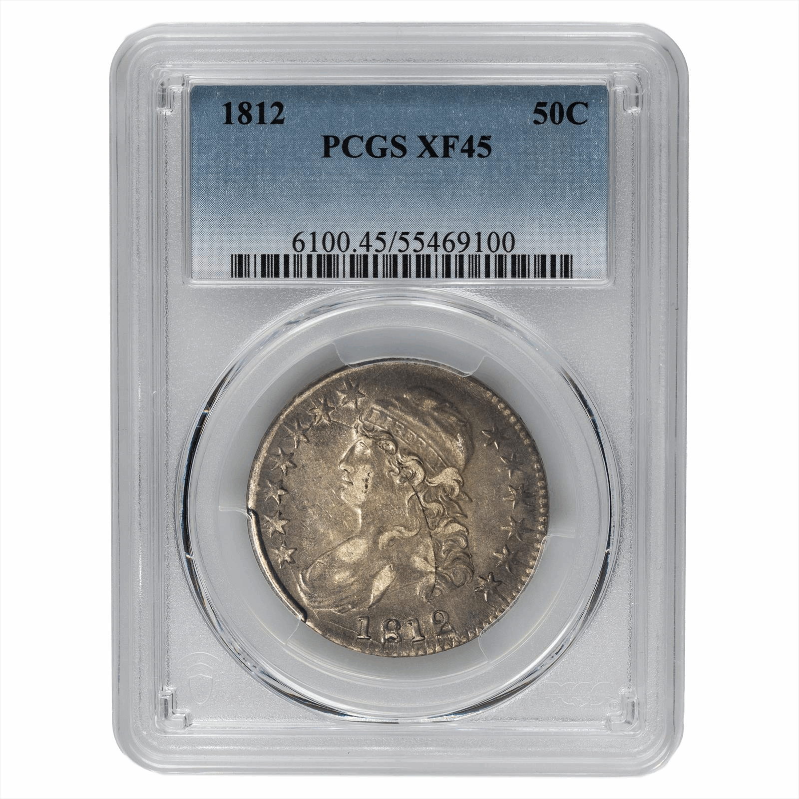 1812 Capped Bust Silver Half Dollar 50C PCGS XF 45