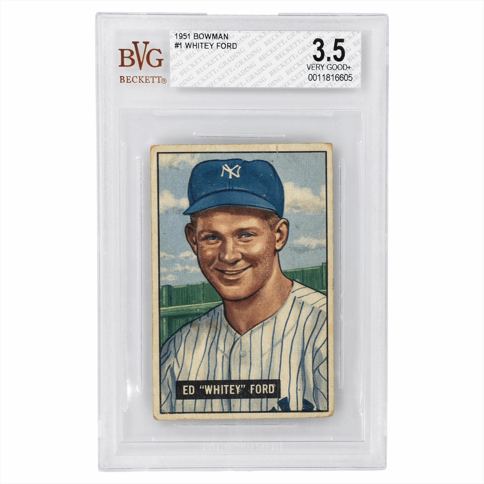 1951 Bowman Whitey Ford #1 BVG  VG+ 3.5