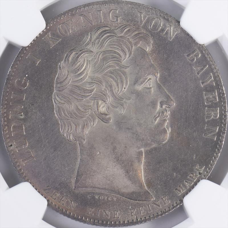 1837 Germany Bavaria Ludwig I Taler NGC UNC Det Monetary Union 