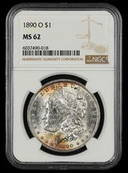 1890 O $1 NGC MS 62 
