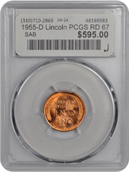 1955-D Lincoln PCGS RD 67