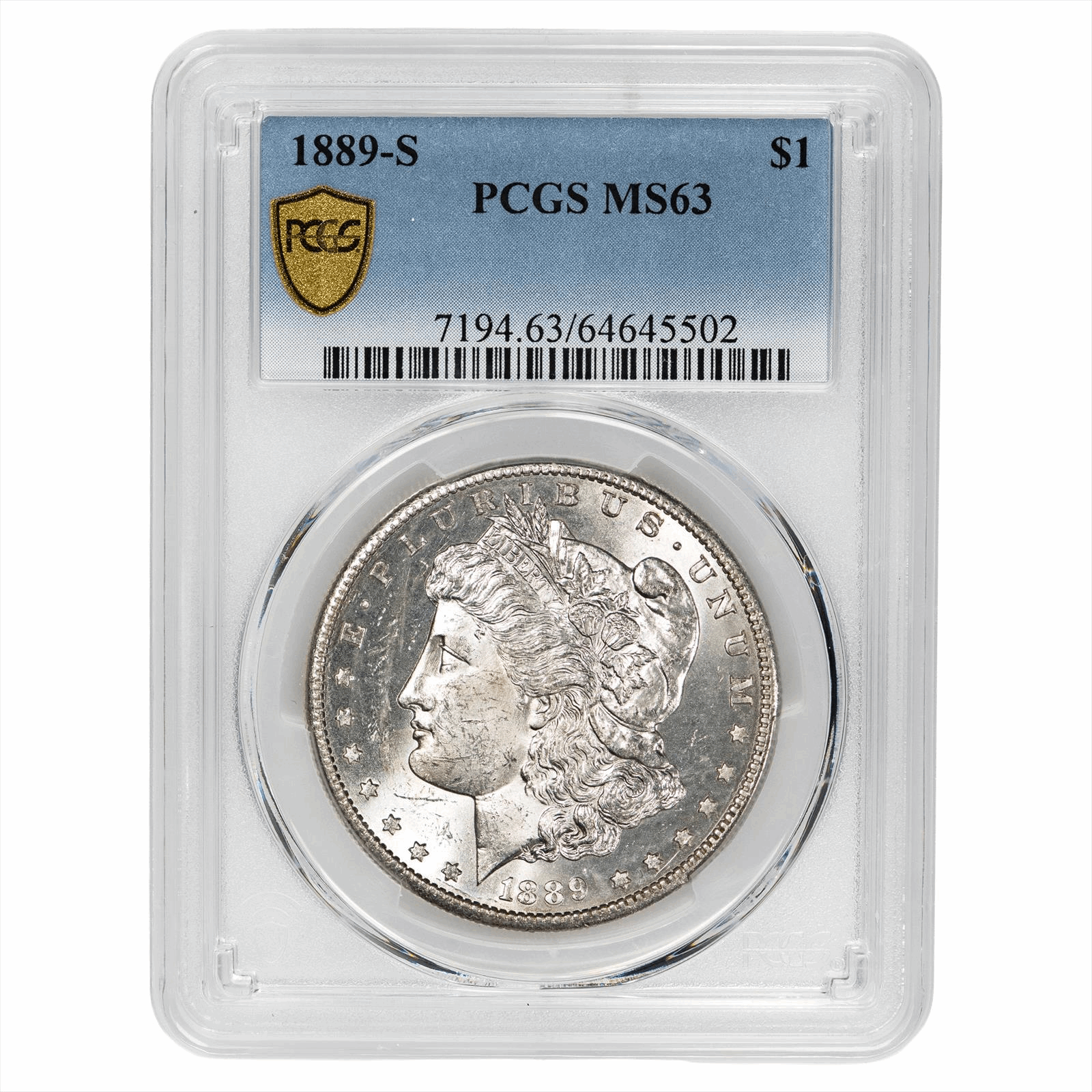 1889-S Morgan Silver Dollar $1 PCGS MS 63